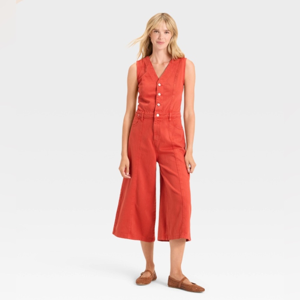 NEW Universal Thread Women's Cropped Sleeveless Denim Jumpsuit size 4